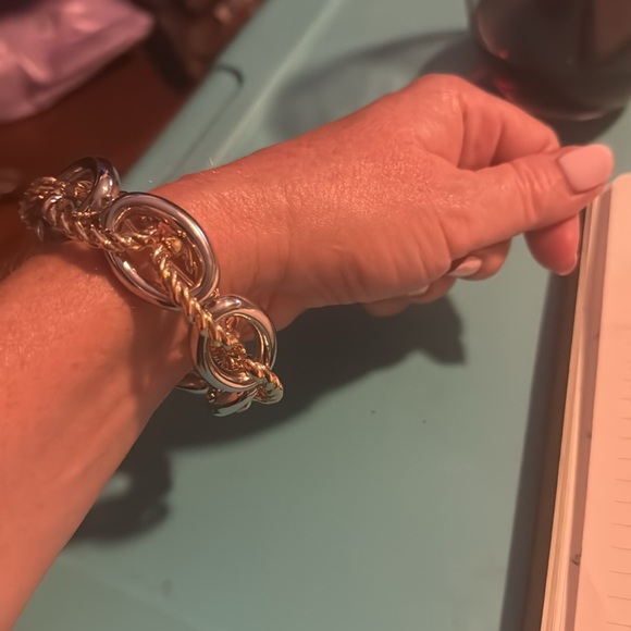 Mixed Metal Silver & Gold Chunky Chain Bracelet - Picture 3 of 4